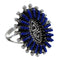 Genuine Sterling Silver Water Wave And Lapis Needlepoint Ring Size 5 YX89568